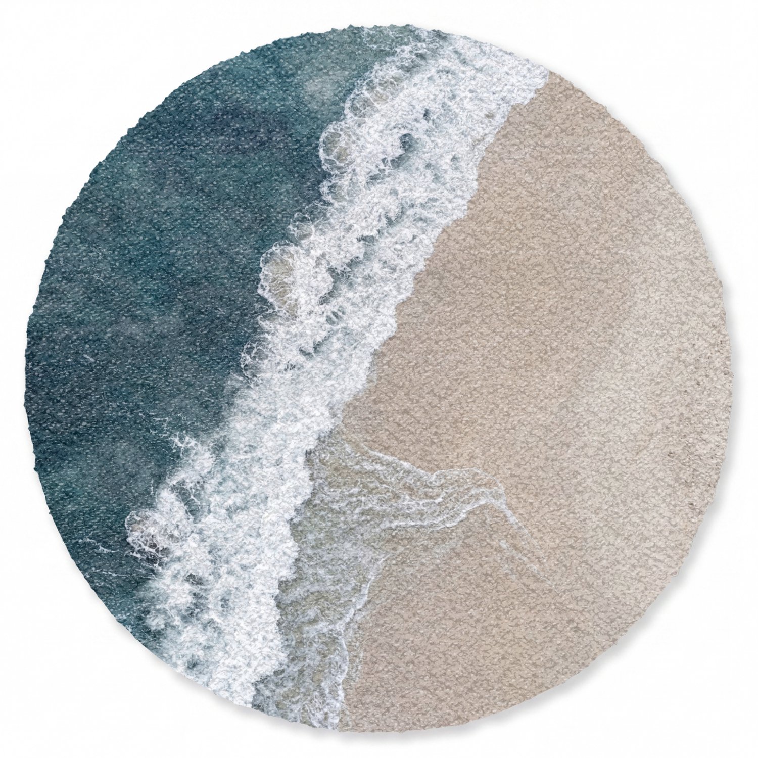 Deurmat rond 90x90 cm - Droogloopmat Strand - Zee - Golven - Mat voor binnen - Schoonloopmat - Ronde deurmatten met print - Inloopmat