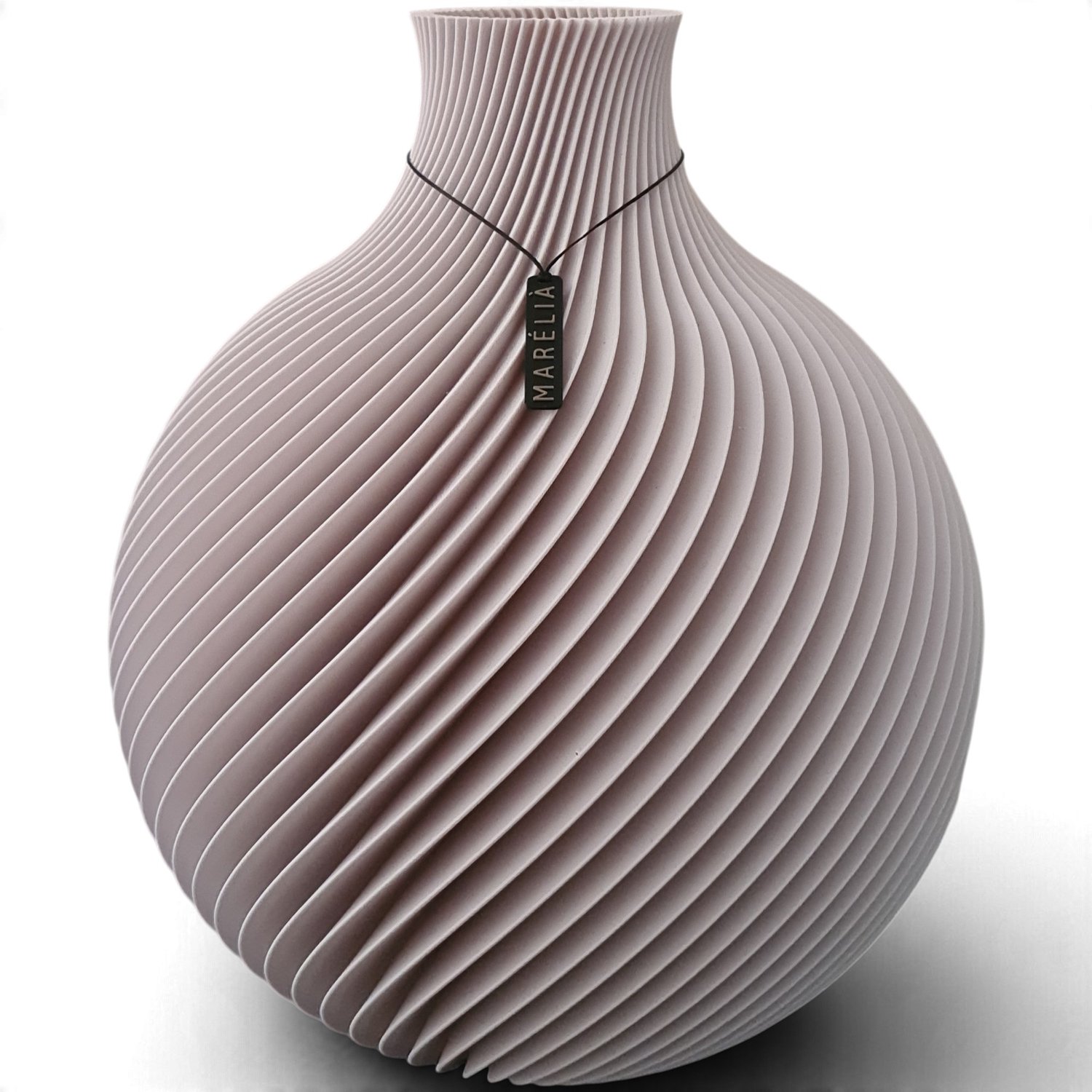 MARÉLIÀ Vaas Yara Oyster 28cm - Japandi - Art Deco - 3D - Bloemenvaas - Beige / Bruin / Zwart - Droogbloemen - Kunstbloemen - Bloemen - Woondecoratie