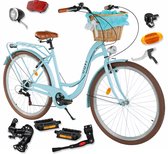 Davi Emma – Stadsfiets – 28 inch – 7 versnellingen – Shimano – V-brake – Lage instap – Blauw/Bruin