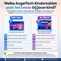 Vergelijkingsoverzicht van de 8 inch PRO MAX en 10 inch XL PRO II kindertablets met specificaties en functies.