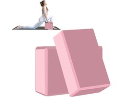 Yoga Schuimblok - 2 stuks - EVA yogablok - Anti Slip - Balans & stabiliteit - Voor yoga en pilates thuissport - Roze - 23 x 15 x 7.5 cm