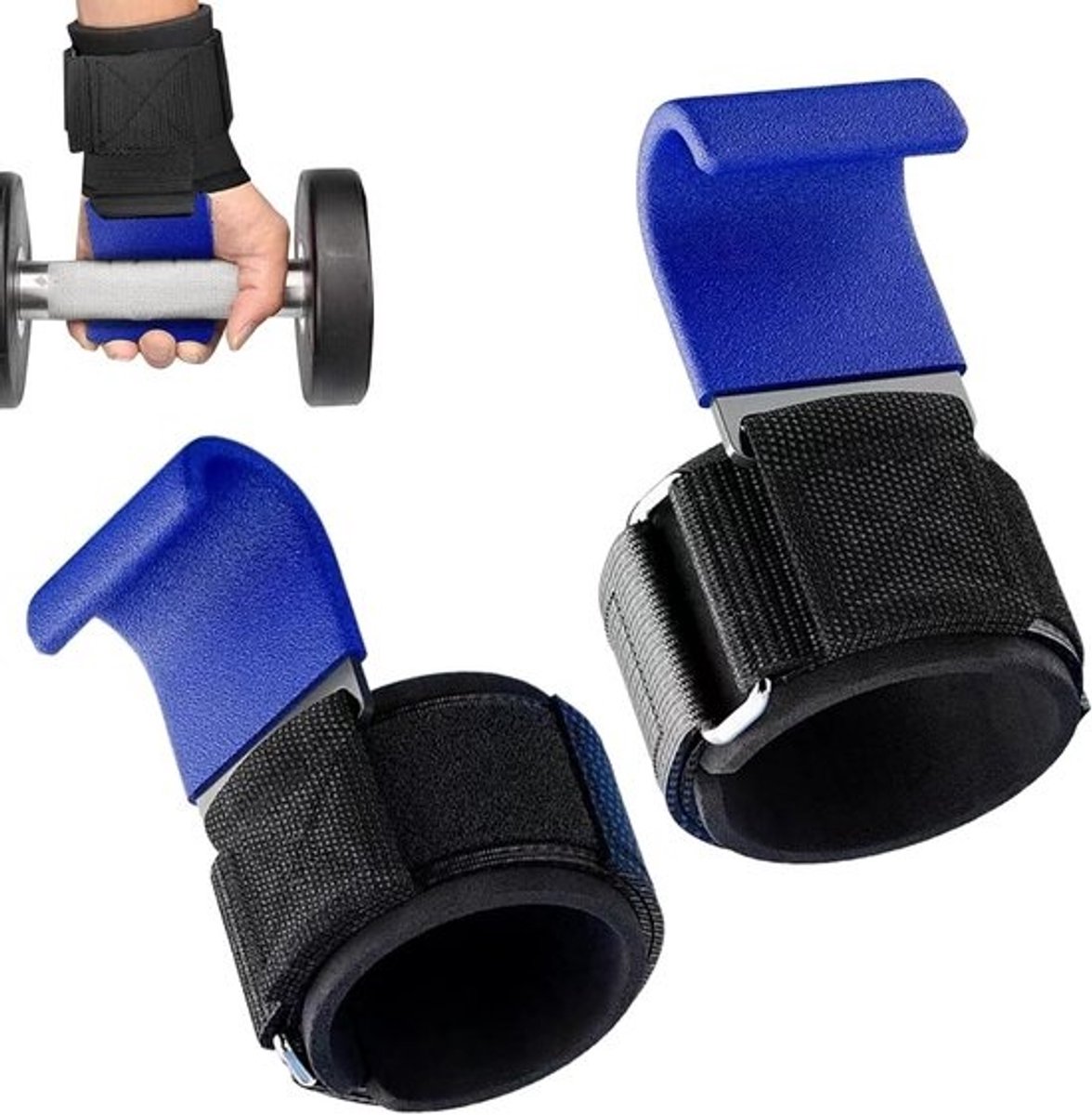 Polsbanden Krachttraining - Greepsteun Banden - Gewichtheffen Ondersteuning - Ademend Anti-slip - 2 Stuks - Staal Blauw