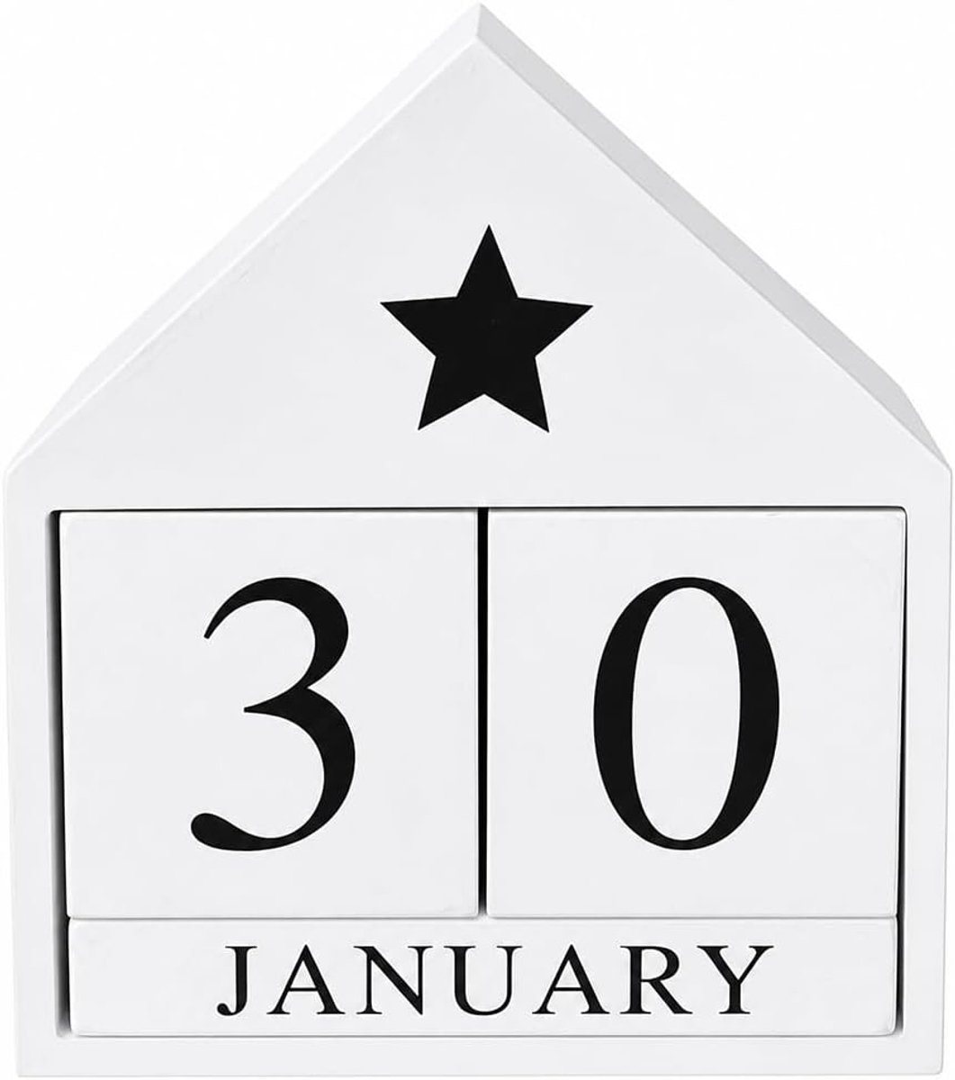 Dailygoods- Tafelkalender Houten - Vintage Look - Duurzaam - Kubuskalender - Bureaudecoratie - Muurbevestiging - Leuk Cadeau - Kalender