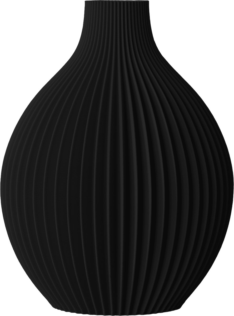 Layvo Jalen Vaas - Zwart - 25 cm - droogbloemen vaas - japandi - gerecycled plastic