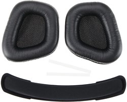 Oorkussens met hoofdband compatibel met Corsair Void/Void Pro/RGB Elite Draadloze Eiwit Lederen Oortelefoon Pads Vervanging Zwart
