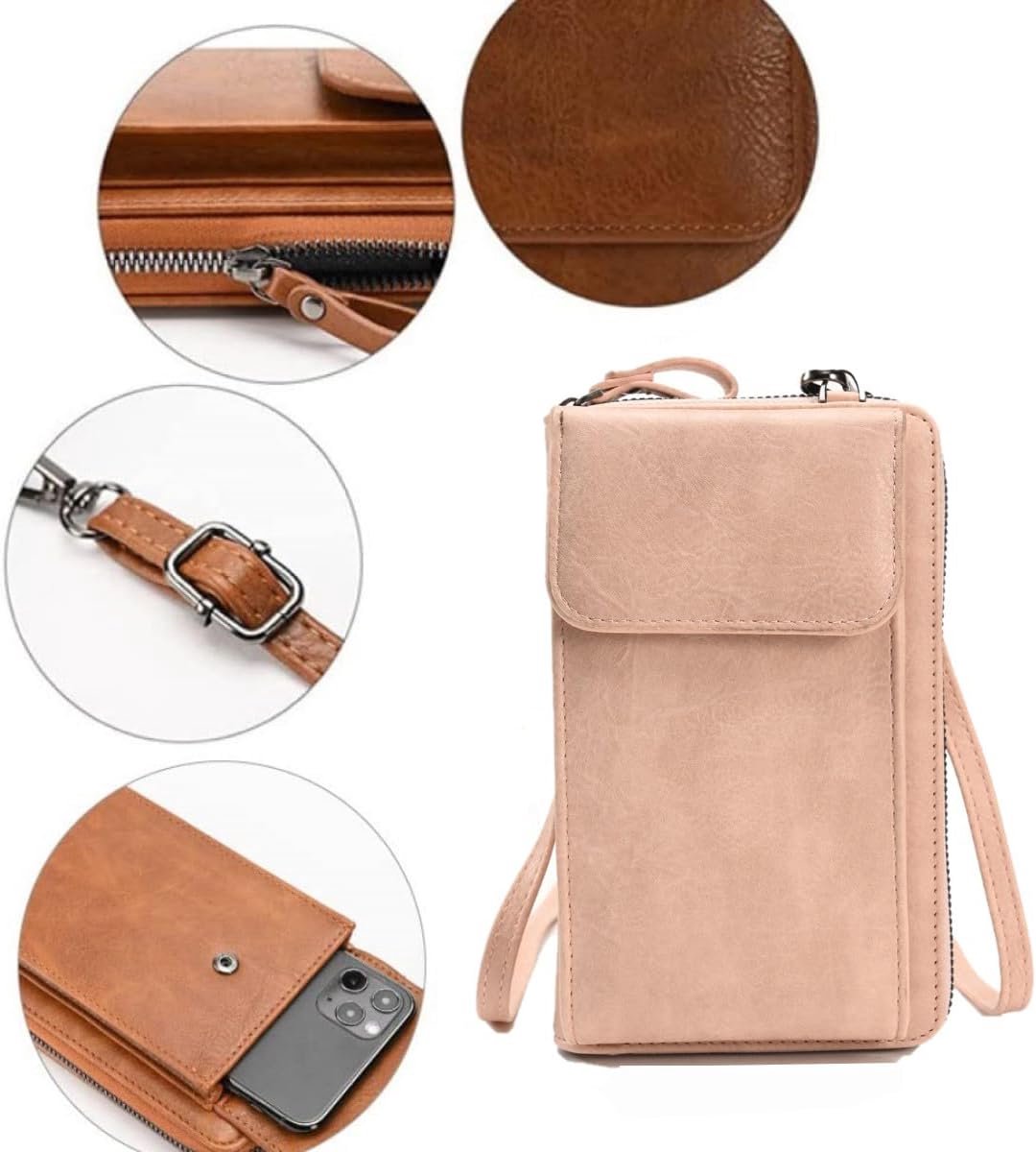 portemonnee, mobiele telefoon om te hangen, mobiele telefoon schoudertas, portemonnee, kleine schoudertas met hoofdtelefooningang, crossbody schoudertas