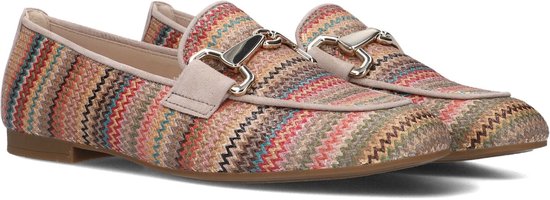 Gabor instappers met zigzag patroon in meerdere kleuren en goudkleurige bit-details.
