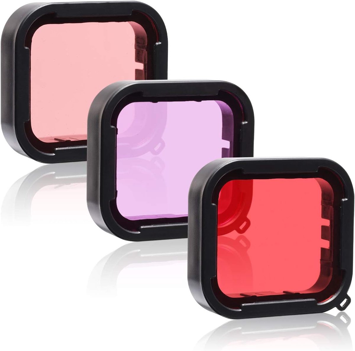 3 in 1 Snorkel Duiken Onderwater Rood/Roze/Paars Lensfilter in Zeewater en Zoetwater Compatibel met Waterdichte Behuizing for GoPro Hero (2018), Hero 7, 6.5