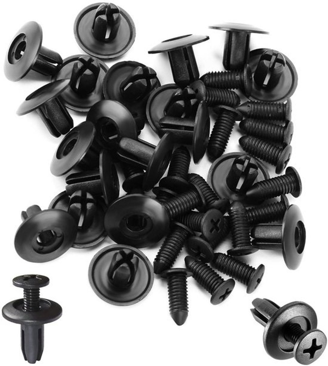 50 Stuks Zwarte Kunststof Klinknagels 6mm voor Auto Spatborden en Bumpers