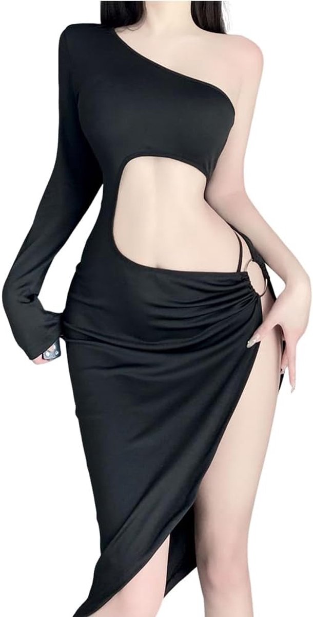 cosplay sexy vrouwelijke secretaresse jurk nachtclub laag uitgesneden split slanke danser nachtjapon kleding