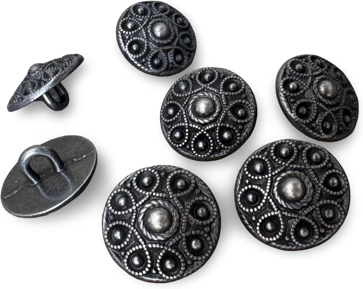Knopen 14 mm donker zilver kleuren voor dirndl of vest