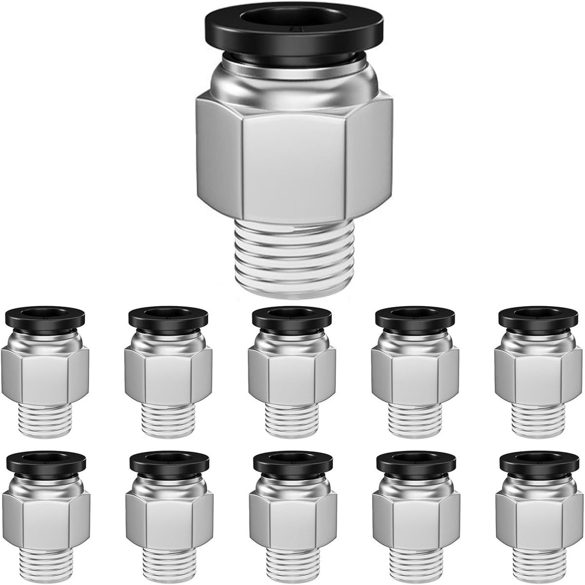 10 stuks 4 mm slang AD x 1/4 inch buitendraad, snelsluiting luchtleidingsadapter, rechte stekkerfittingen, pneumatische aansluiting (PC4-02) (8 mm -(1/8 inch))