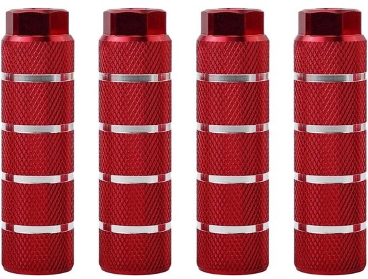 Fietsvoetsteunen - Fietspennen Achteras - Extra Grip - Aluminiumlegering - 4 stuks - Rood