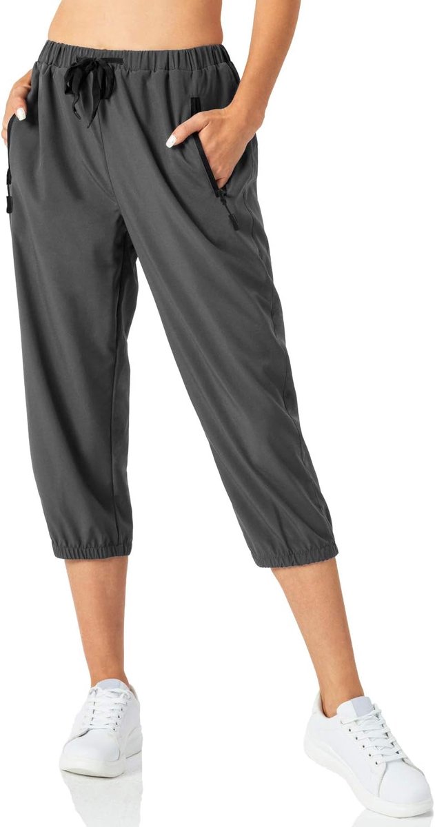 Cropped broek voor dames 3/4 Lengte Broek Workout Joggingbroek Casual Wandelen Broek Met Ritszakken