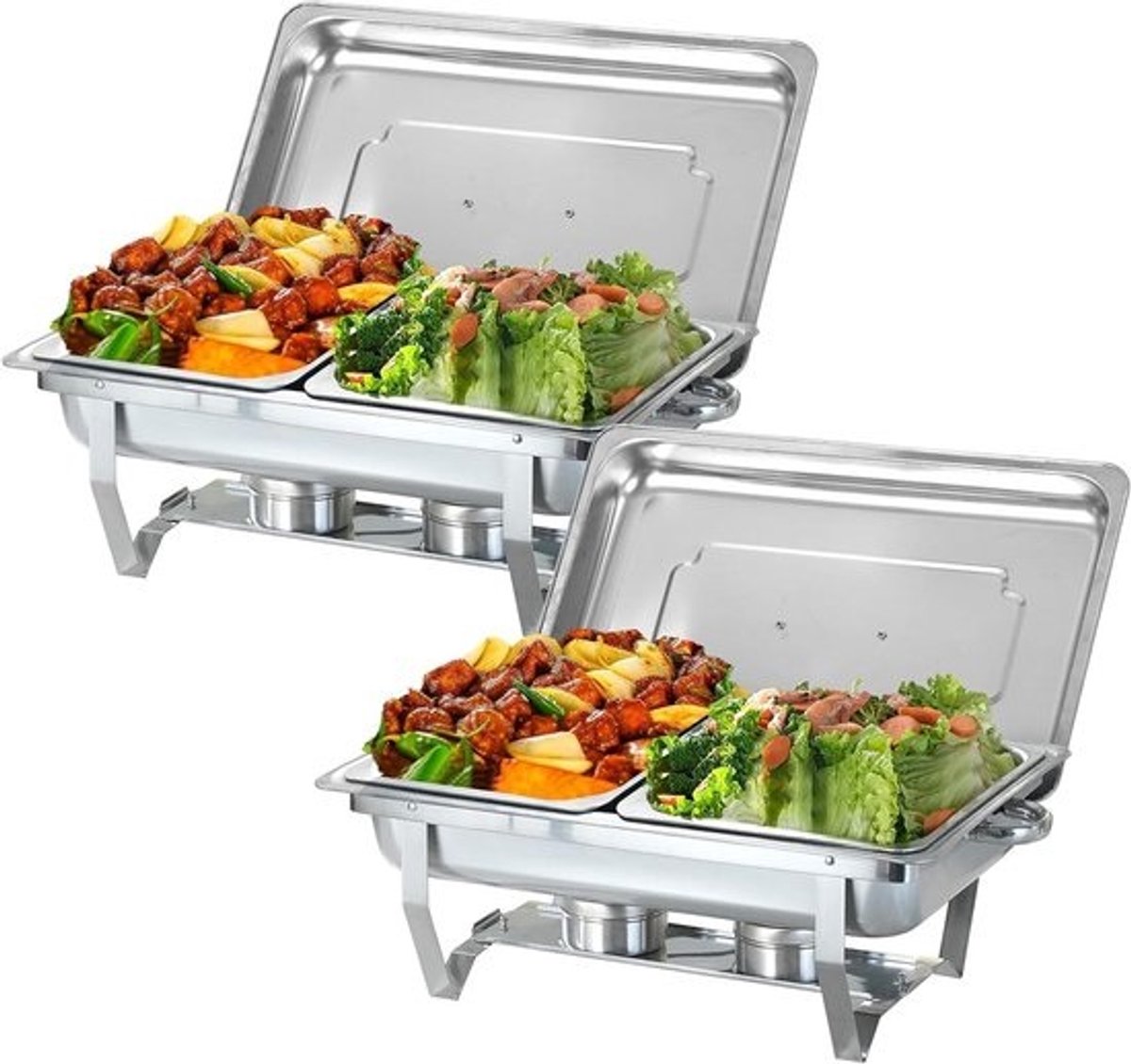 Voedselwarmer Set - Buffet warmer Bain Marie - Feesten organiseren - Roestvrij staal constructie - 9 liter capaciteit - Zilver
