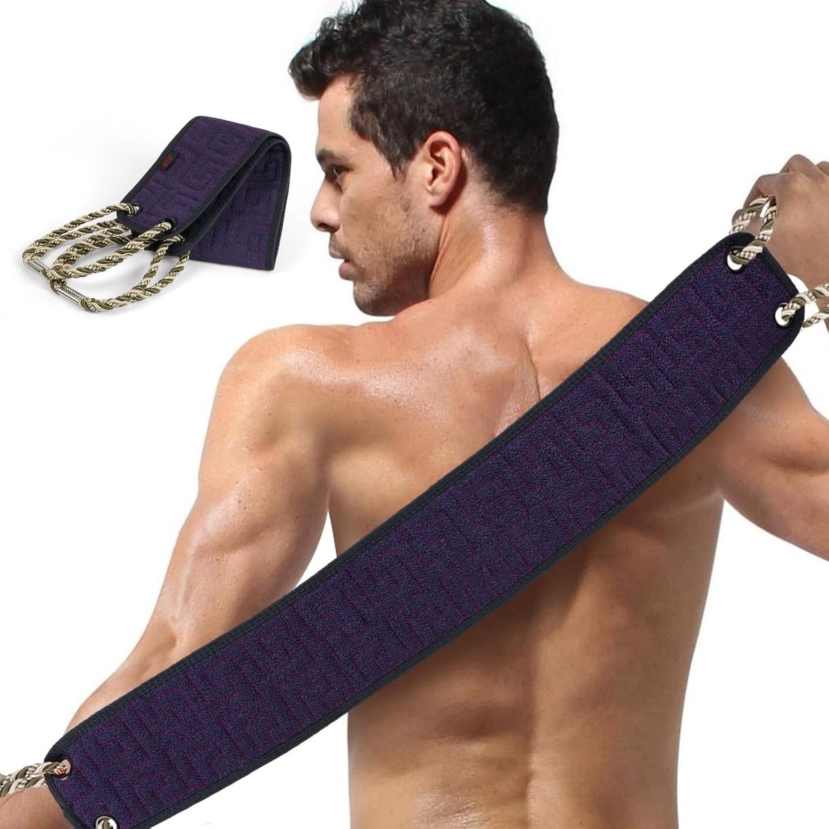 Exfoliërende Rugschrobber voor Douche, 37 Inch Achterwasborstel met Handvatten, Zachte Bad Scrub voor Dames en Heren, Dubbelzijdige Exfoliërende Wasdoek voor een Verfrissende Lichaamsverzorging