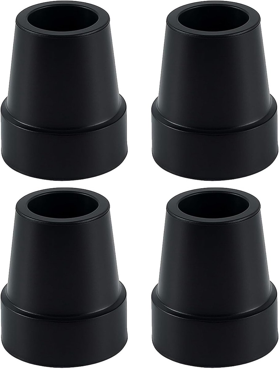 Set van 4 wandelstok eindkappen 19mm - Hoogwaardige rubberen antislip voetsteunen voor stabiliteit en bescherming van wandelstokken en hengels (Zwart)