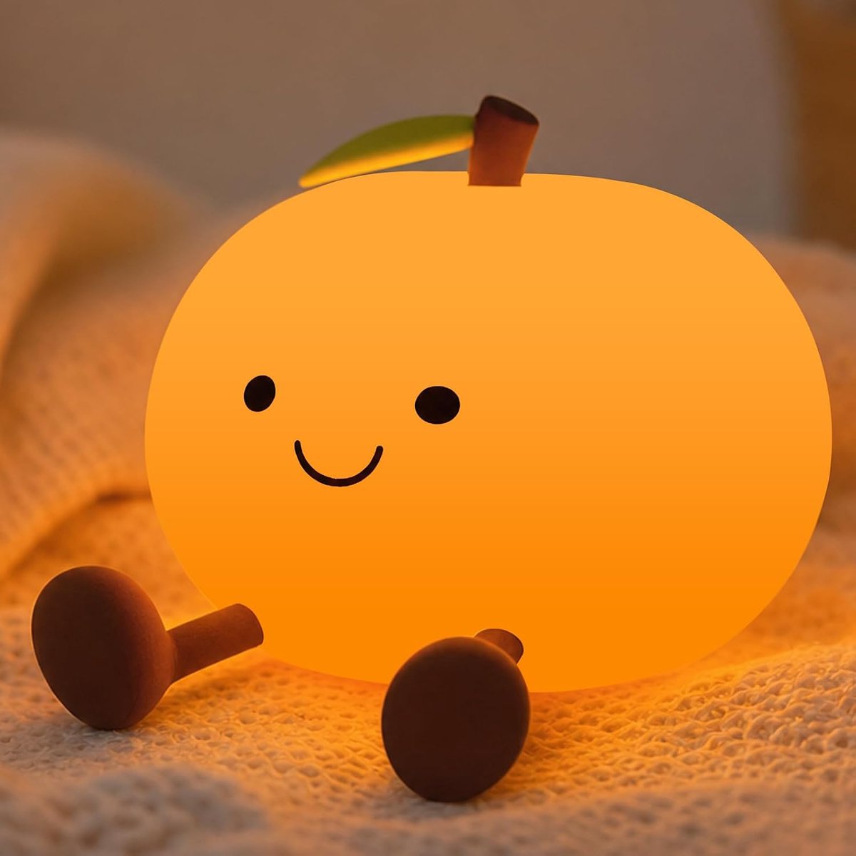 LED-nachtlampje, gemaakt van siliconen, met een timer van 30 minuten, 3 helderheidsniveaus, USB-opladen, oranje kleur, geschikt als wieglampje, decoratief cadeau en voor meisjes, jongens en volwassenen.