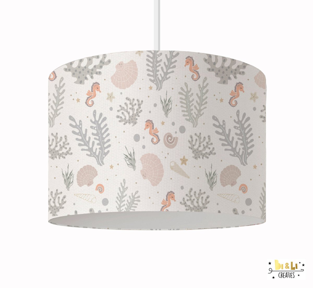 Hanglamp onderwaterwereld - zeepaardje - lampen - 30x30x24 cm - kinder & babykamer - kunststof - wit - excl. lichtbron
