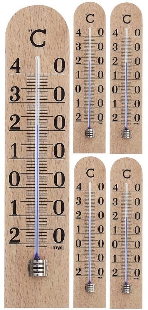 Analoge Binnenthermometer Gemaakt van Massief Beukenhout Groot Formaat