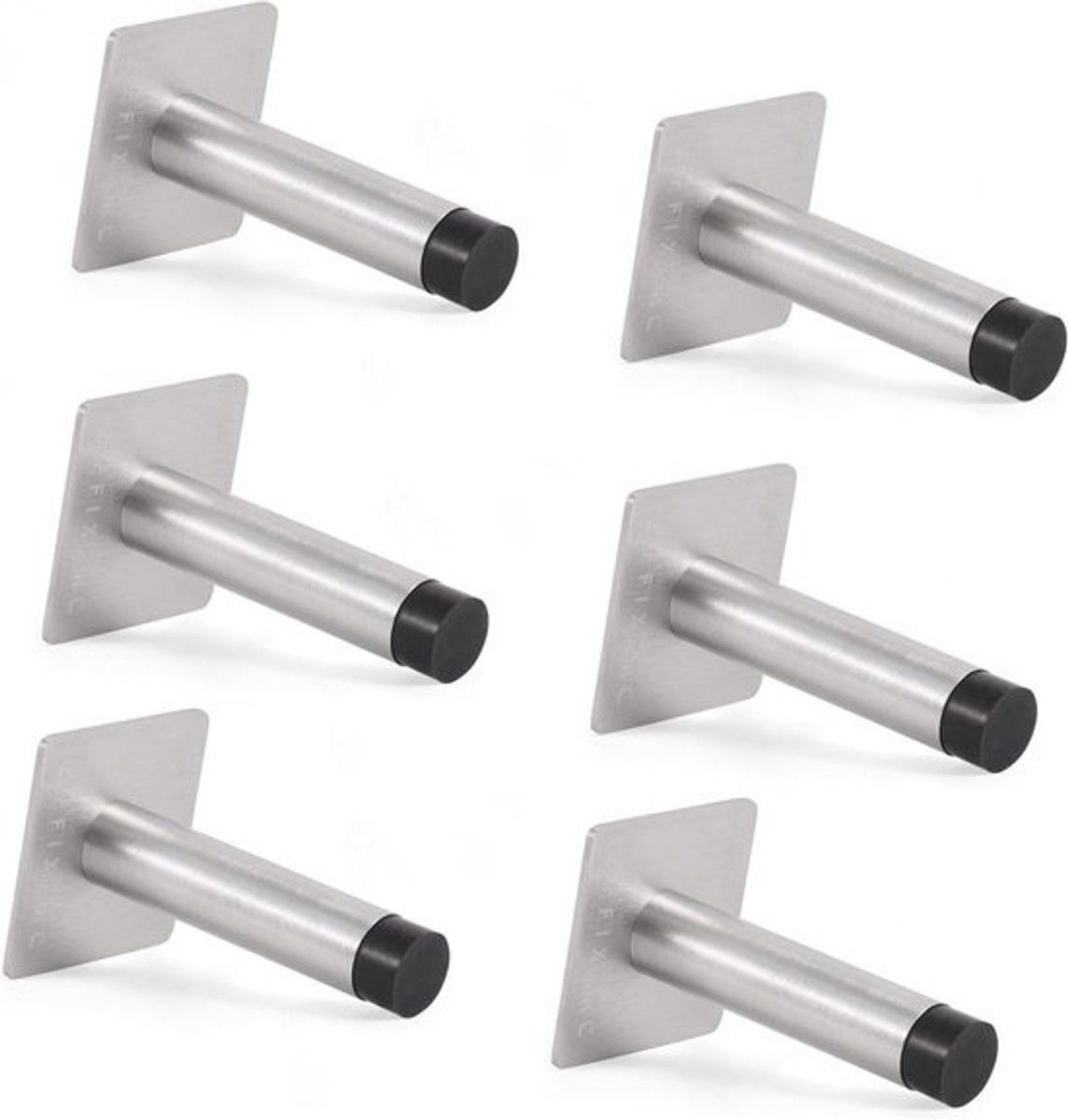 6x Deurstoppers voor Plinten met Rubber - Vloer- en Wandmontage