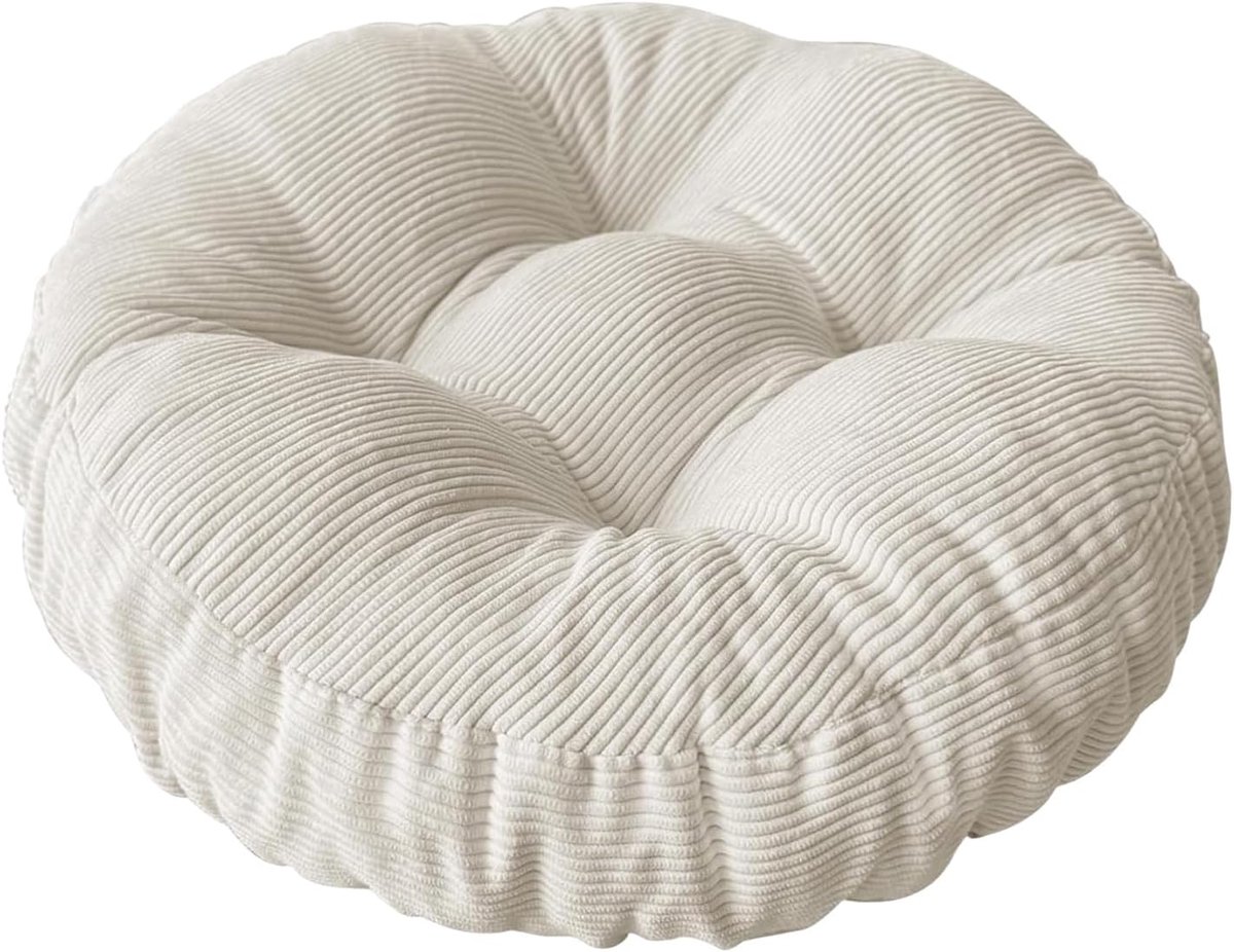rond, 65x65cm, vloerkussen, stoelkussen, outdoor, wasbaar, wit