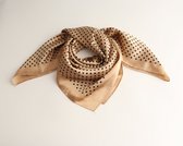 JUNE Bandana Dames - Zijdezacht Sjaaltje met Stippen Print - 70x70 cm - Zwart beige