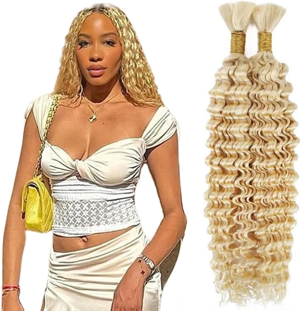 26 26 Inch Human Braiding Hair for Boho Braids #613 Light Blonde Color Deep Wave Verlenging Van Menselijk Haar Bulk Human Hair Knotless 50g Per Bundle Totaling 100g