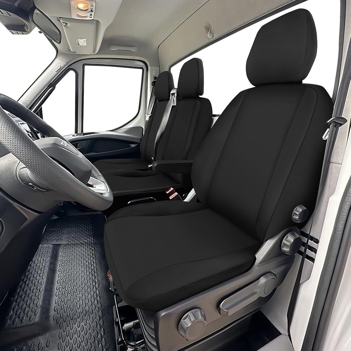 Stoelhoezen auto voor Iveco Daily VI 2014-2025 -2+1- eerste rij, autostoelhoezen, autostoelhoezen, stoelhoezen, stoelbekleding, voorstoelen, zwart