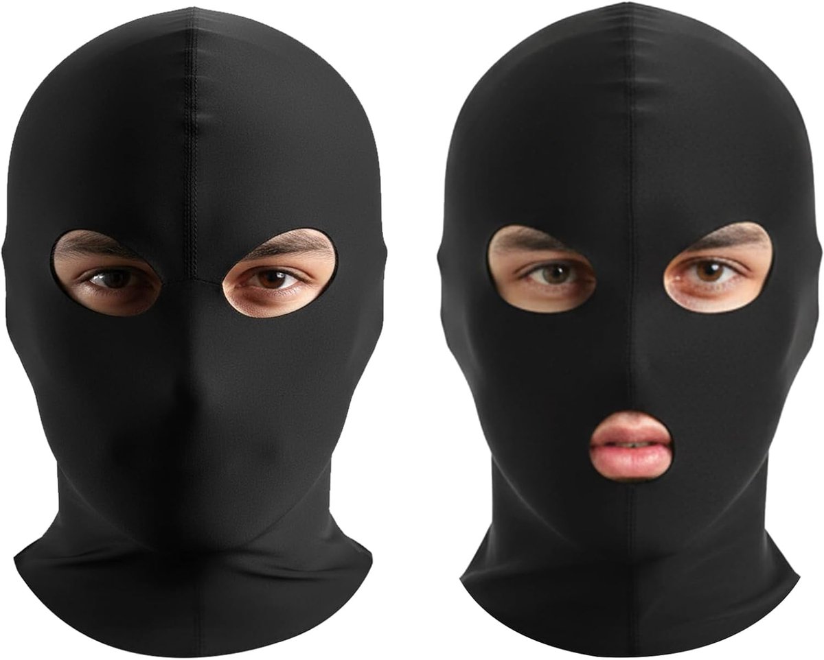 2 stuks bivakmuts, ademend, grappige zwarte gezichtskap voor heren en dames, dunne bivakmuts, motorfiets, bivakmuts, sexy, volledig gezichtsmasker, cosplay, kostuumaccessoires
