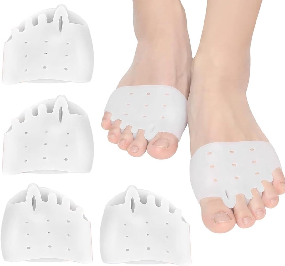 2 paar middenvoetkussens - middenvoetkussens van ademende siliconengel voor neuroma, atrofie en brandgevoel