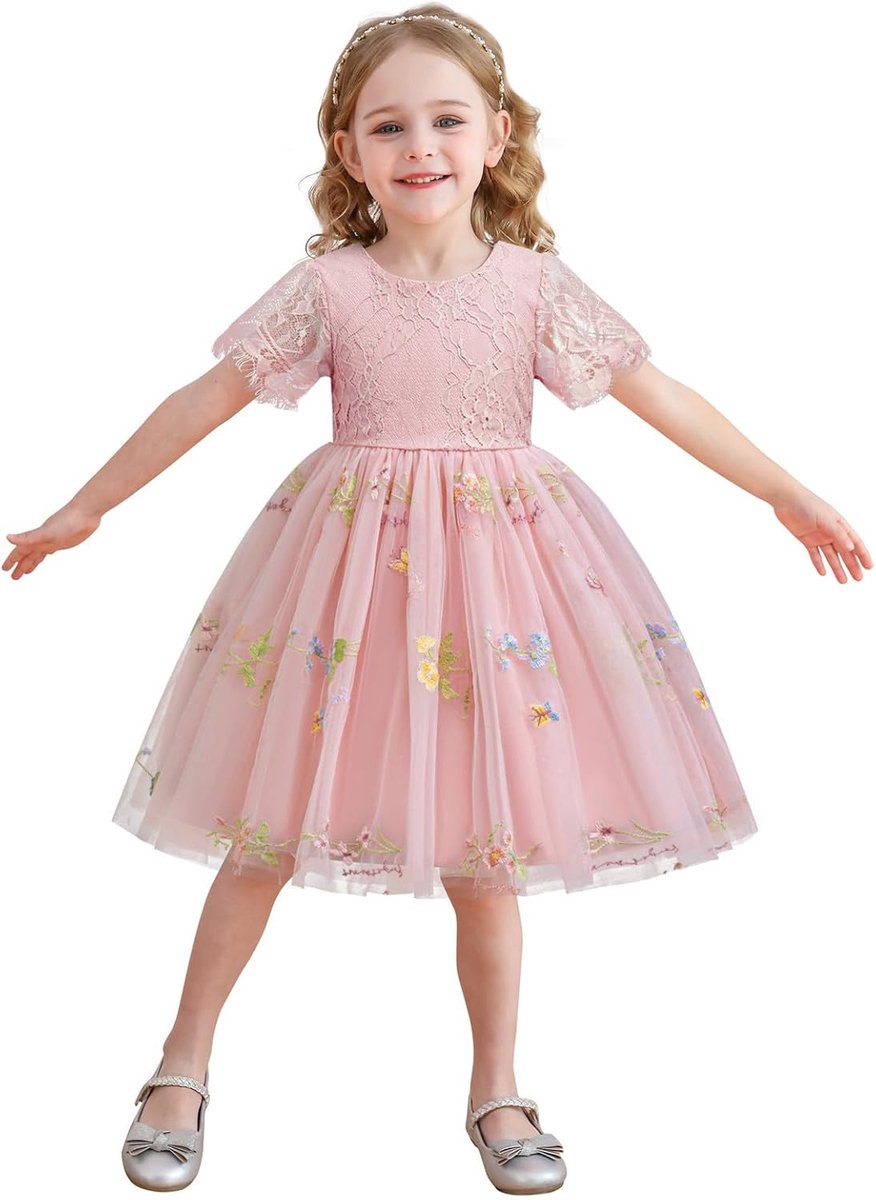 Jurk voor meisjes, kinderen, kleding, katoen, zomer, bloemen, mouwloos, prinses, ceremonie, bruiloft, mode, chic, verjaardag, casual, ademend, trapeziumsnit, A22