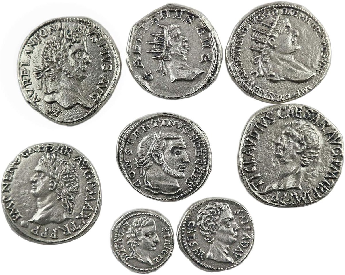 Romeins munten zilveren - Reproductie 8 stuks