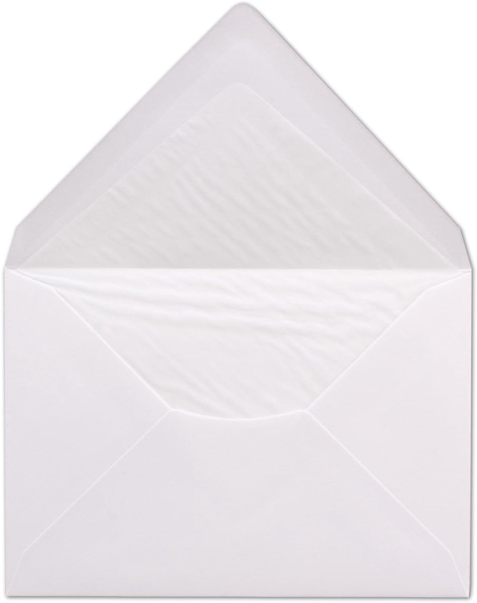 75 enveloppen DIN C6 - wit gevoerd met wit zijdepapier - 11,4 x 16,2 cm - 100 g/m² nat plakken enveloppen van uw Glüxx-Agent