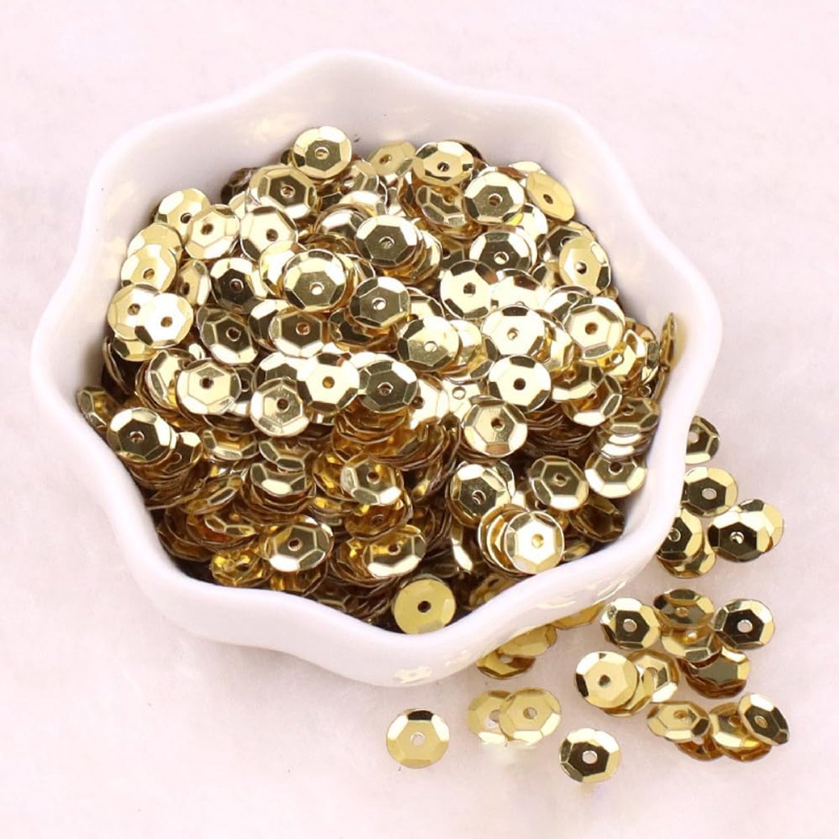 Pailletten om te knutselen, pailletten van pvc met gaten, ronde geborduurde pailletten, 6 mm glitterpailletten om op te naaien, op te plakken, rijgen, doe-het-zelf