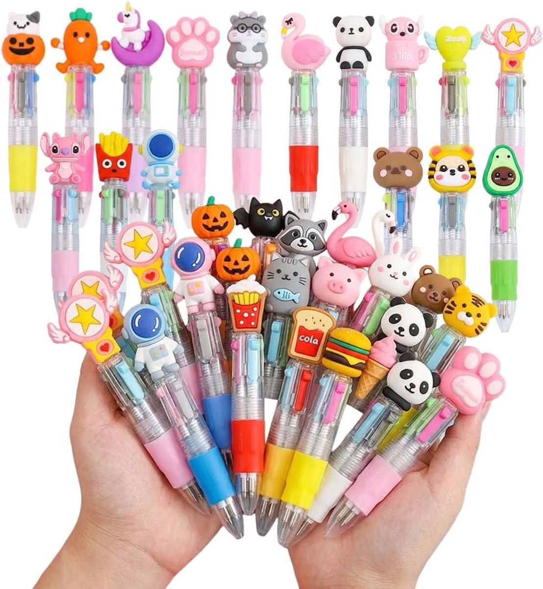 15 stuks veelkleurige balpen, verjaardagscadeaus voor kinderen, school, vierkleurige balpen, dieren, grappige pennen voor kinderfeestjes