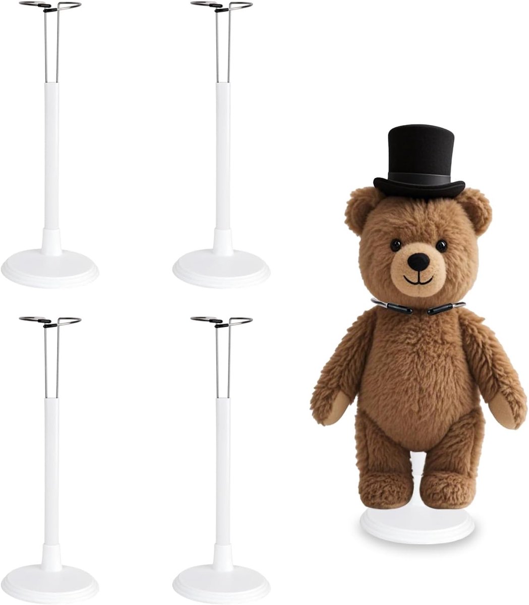 4 stuks, verstelbare poppenstandaard, poppenstandaard, poppenstandaard, modelaccessoires voor teddybeer, doe-het-zelf knutselpoppen, 35 cm, wit