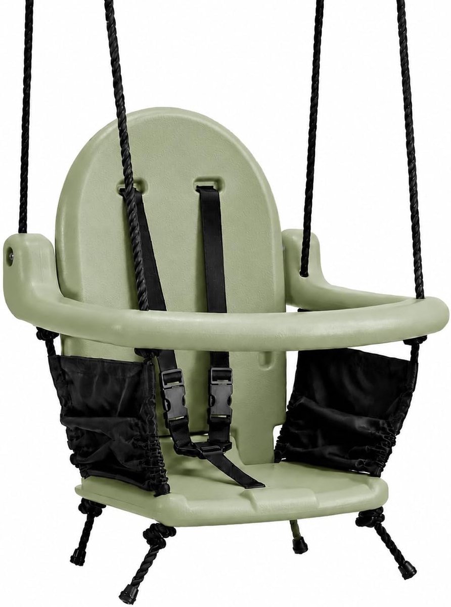 Babyschommelzitje, pastelgroen, van kunststof, ruimtebesparend, opvouwbaar, compact voor vakantie en thuis, veilige schommelstoel met vergrendelbare rugleuning, 46 x 38 x 43 cm
