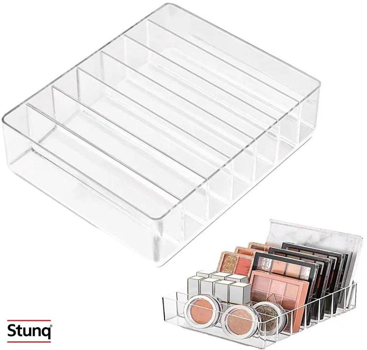 Stunq® Transparante Acryl Make-up Organizer met 7 Vakken – Voor Lipstick, Oogschaduw en Paletten