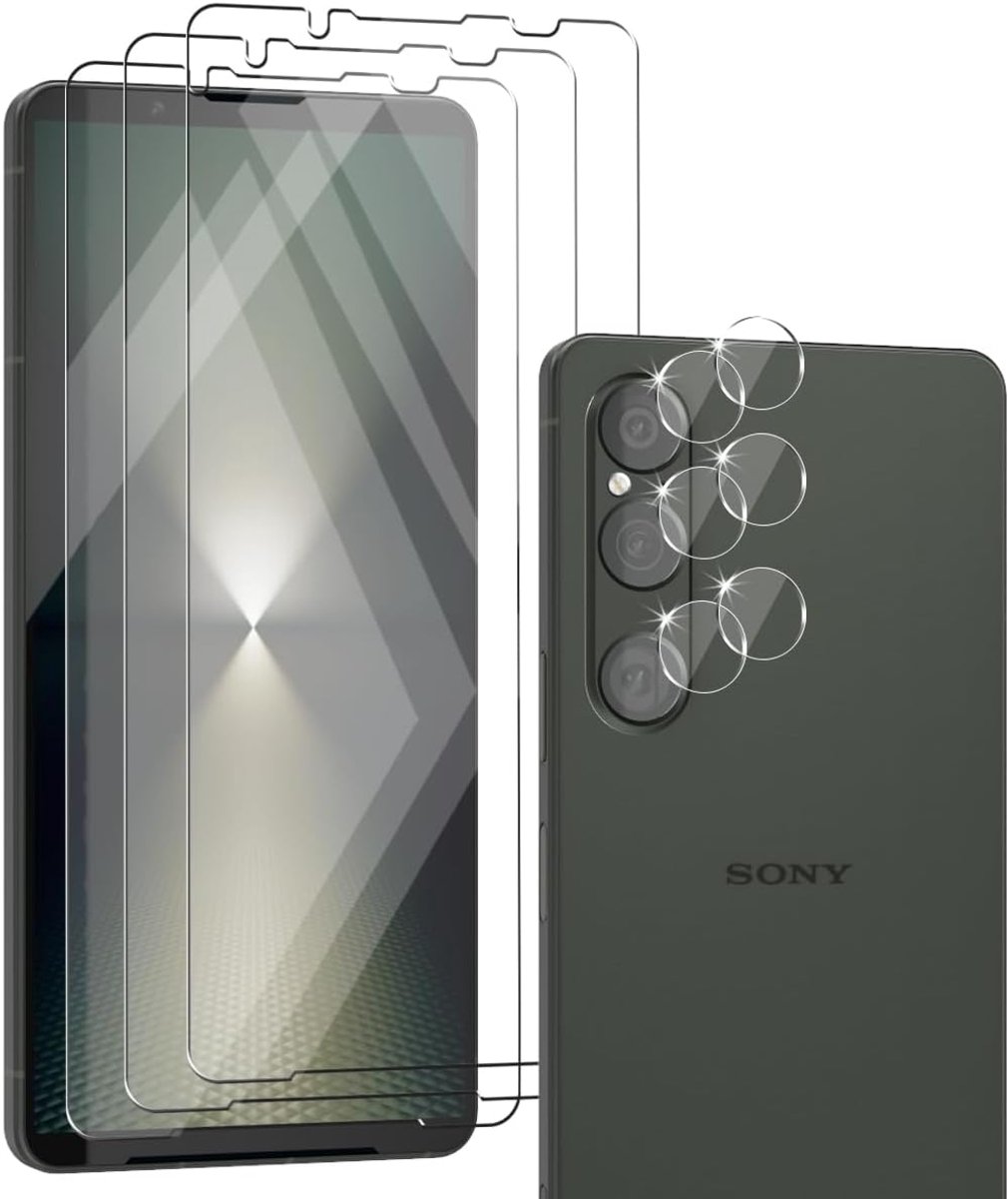 3 + 2 Stuks Gehard Glas Schermbeschermer en Achteruitrijcamera Protector voor Sony Xperia 1 VI. Anti-kras Film 9H Hardheid Glasbescherming, HD Clear Screen Protector