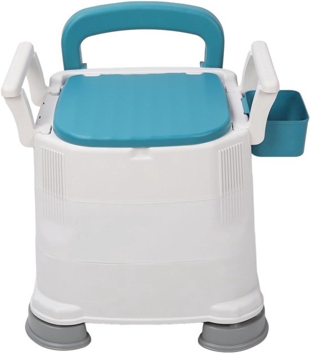 Draagbare Toiletstoel - Postoel Senioren - Veilig Toiletgebruik - Verstelbare Hoogte - 39-44 cm Hoogte - Blauw