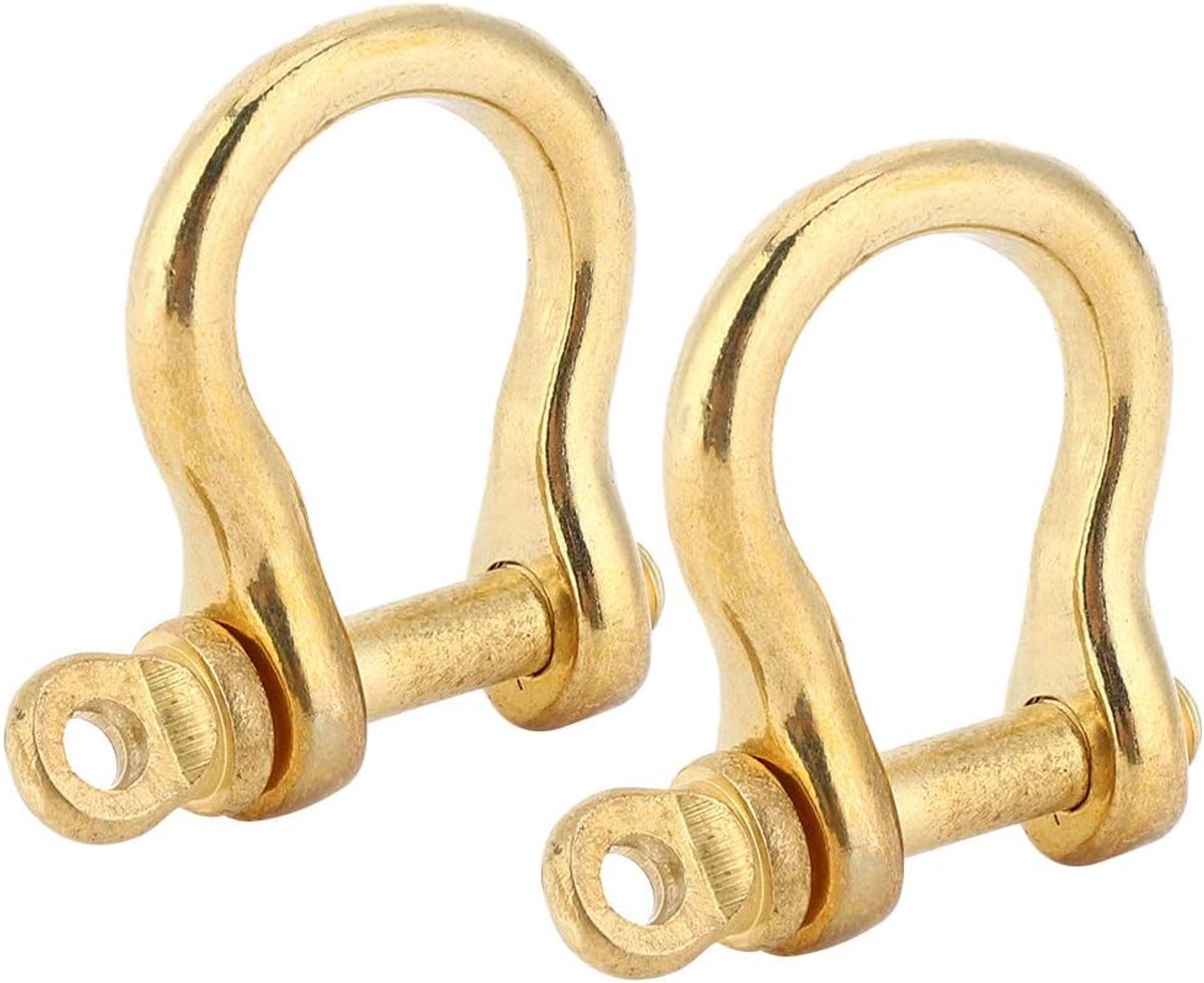 Karabijnhaak voor zwaar gebruik, veiligheidshaak voor apparatuur Puur messing U-type sleutelhangerhaak Gouden verbindingsgesp 2 set vergrendelbare karabijnhaak, buiten voor hangmatten