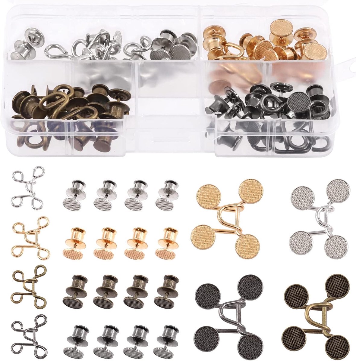 8Pcs Verstelbare Jean Knop Pins Assortiment Kit, Afneembare Gesp Jean Extender Voor Broek Jeans Perfect Fit