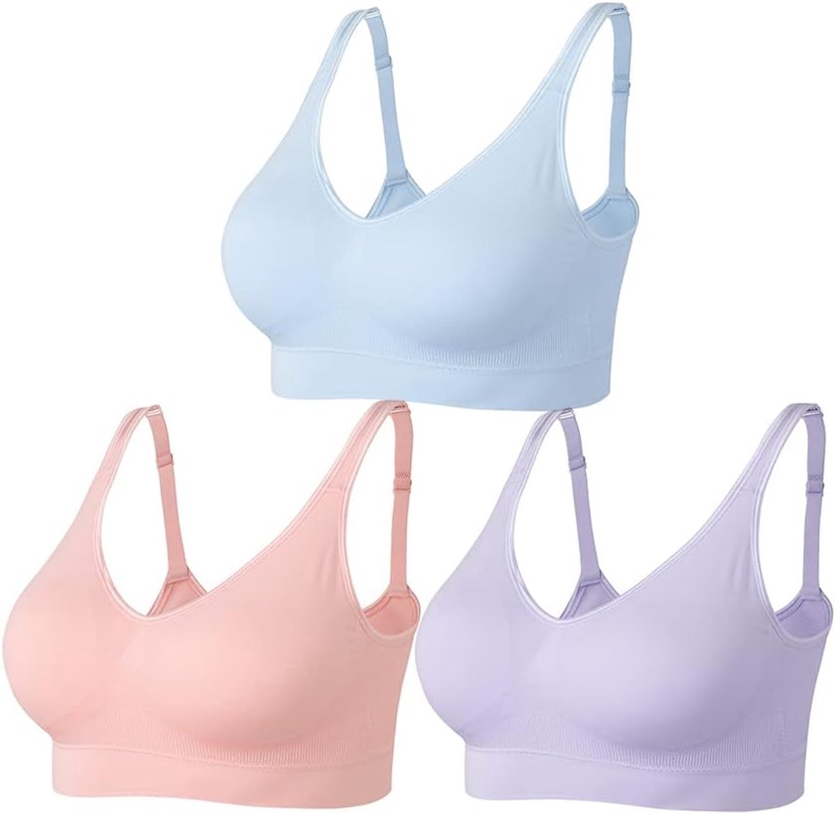 bh's voor vrouwen Draadloze Naadloze BH's Geen Onderdraad Comfort Bras met Verwijderbare Pads 3 Pack