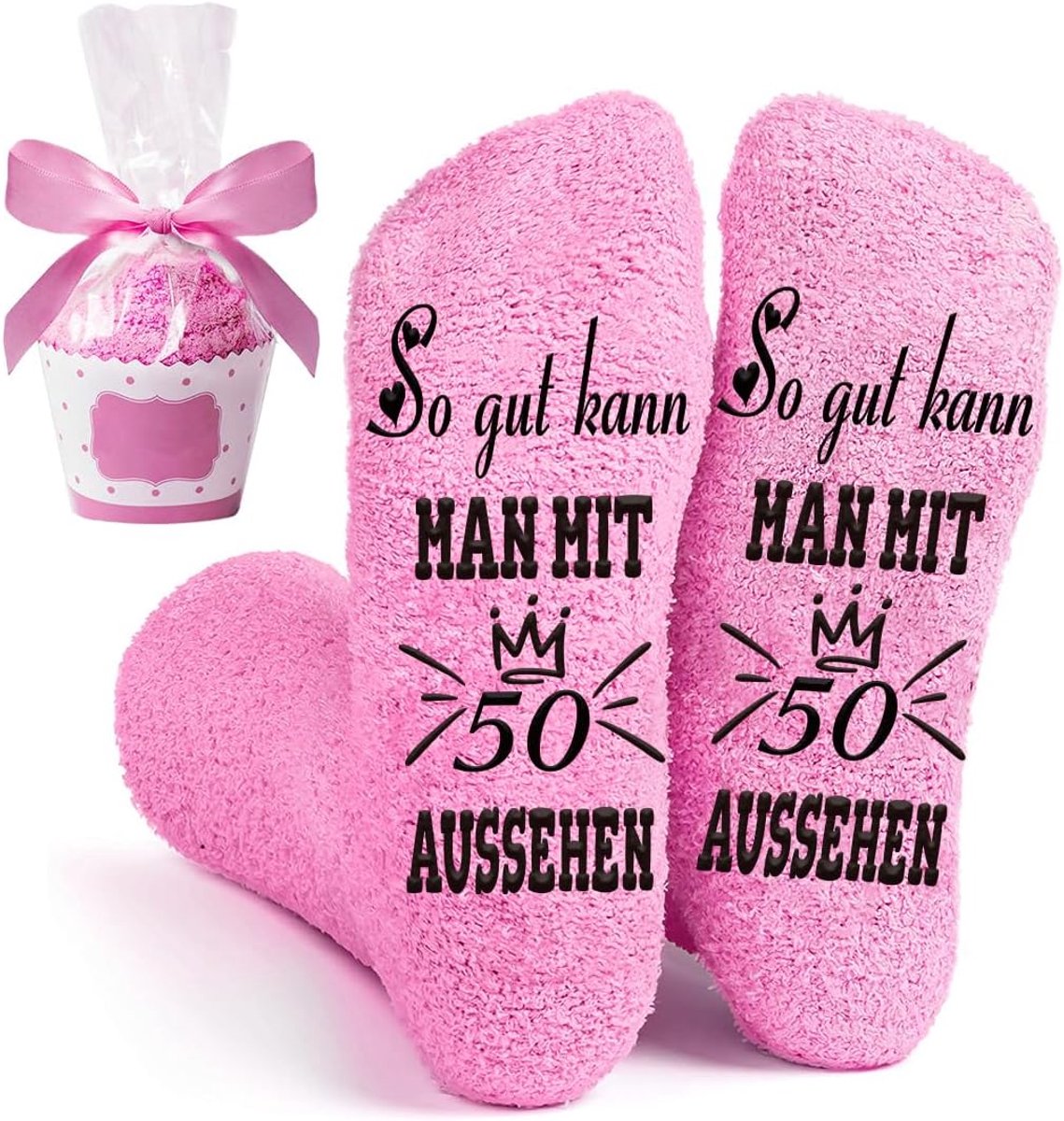 Verjaardagscadeau-ideeën voor vrouwen, knuffelsokken voor dames, 39-42, antislip, heren kunnen er net zo mooi uitzien met 18 30 40 50 sokken, grappige sokken voor meisjes kleine vrouwen, Roze,