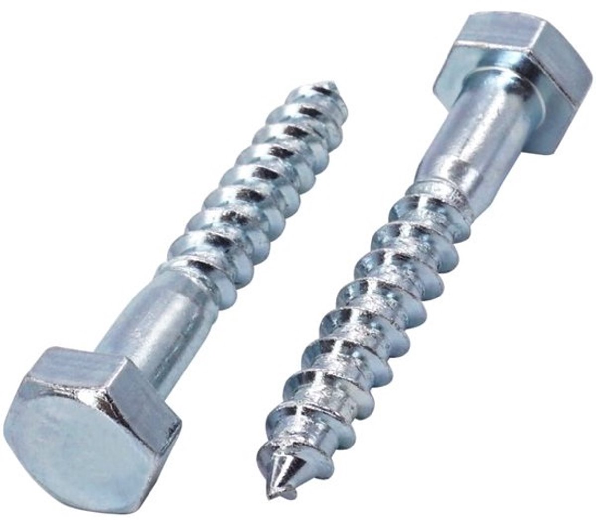 Set van 20 Houtschroeven met Zeskantkop M10 x 70 mm Verzinkt Staal
