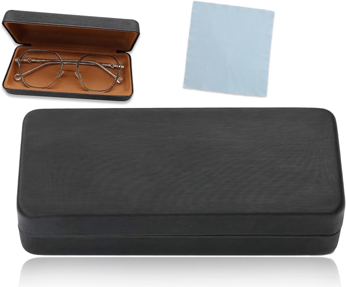 Dailygoods- Brillenkoker Harde Schaal - Grote Bril/ Zonnebril Etui - Microvezel Doeken - Zwart - Eén Maat - Betrouwbare Keuze - Brillenkoffer