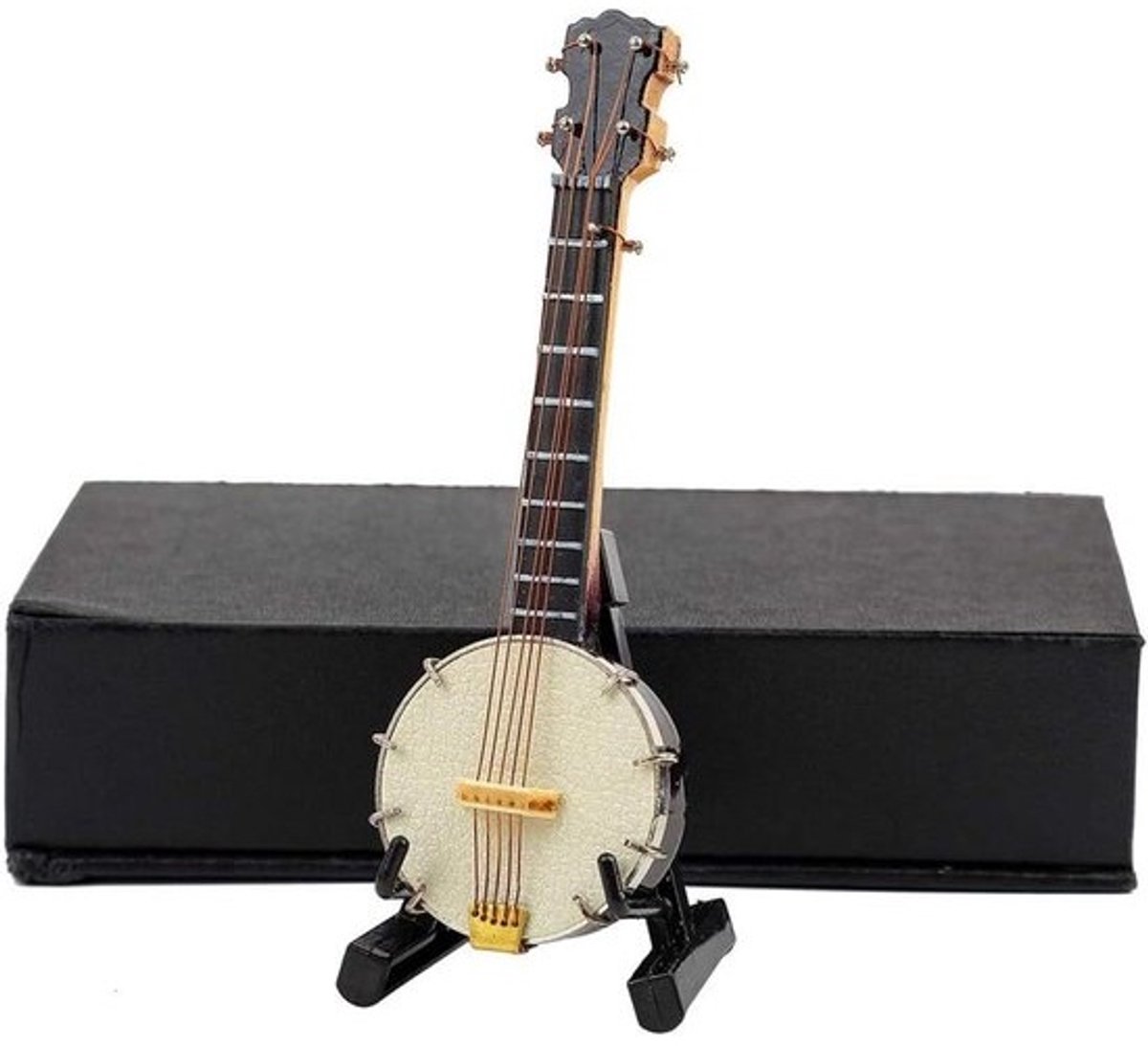 Miniatuur Banjo - Decoratief Instrument - Poppenhuis Decoratie - Inclusief Standaard - 10 cm Lengte - Niet Gespecificeerd