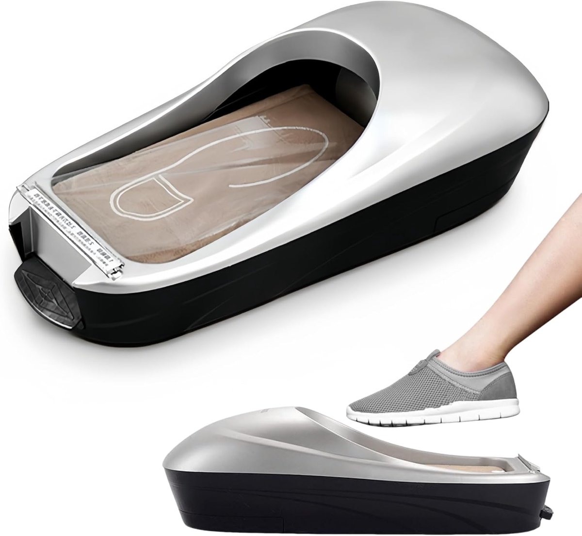 Dailygoods- Schoenovertrekdispenser Automatisch - Draagbaar - Schoenfilmmachine - Efficiënt Schoonhouden - Zacht Schuimkussen - Innovatieve Schoenomsl