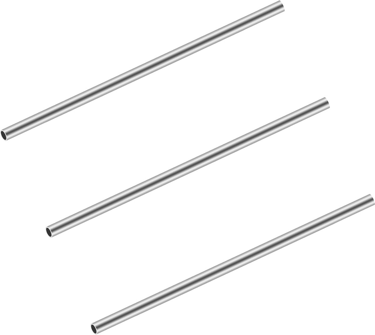 Dailygoods- Roestvrijstalen Buizen 9mm OD - 1mm Wanddikte - 250mm Lengte - Set van 3 - Naadloze Buizen - Corrosiebestendig - Stalen Buis
